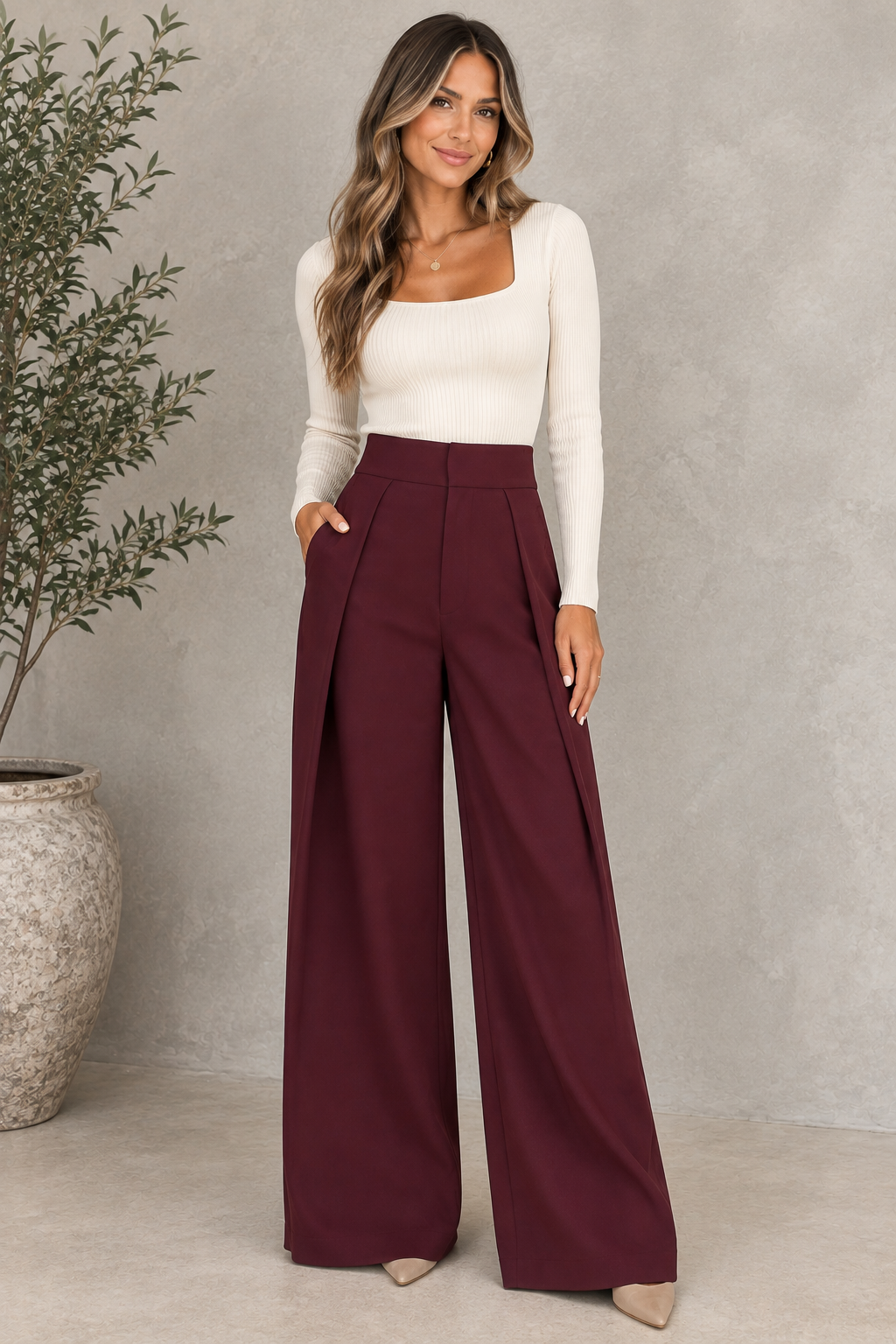The Bordeaux Wide Leg Trousers